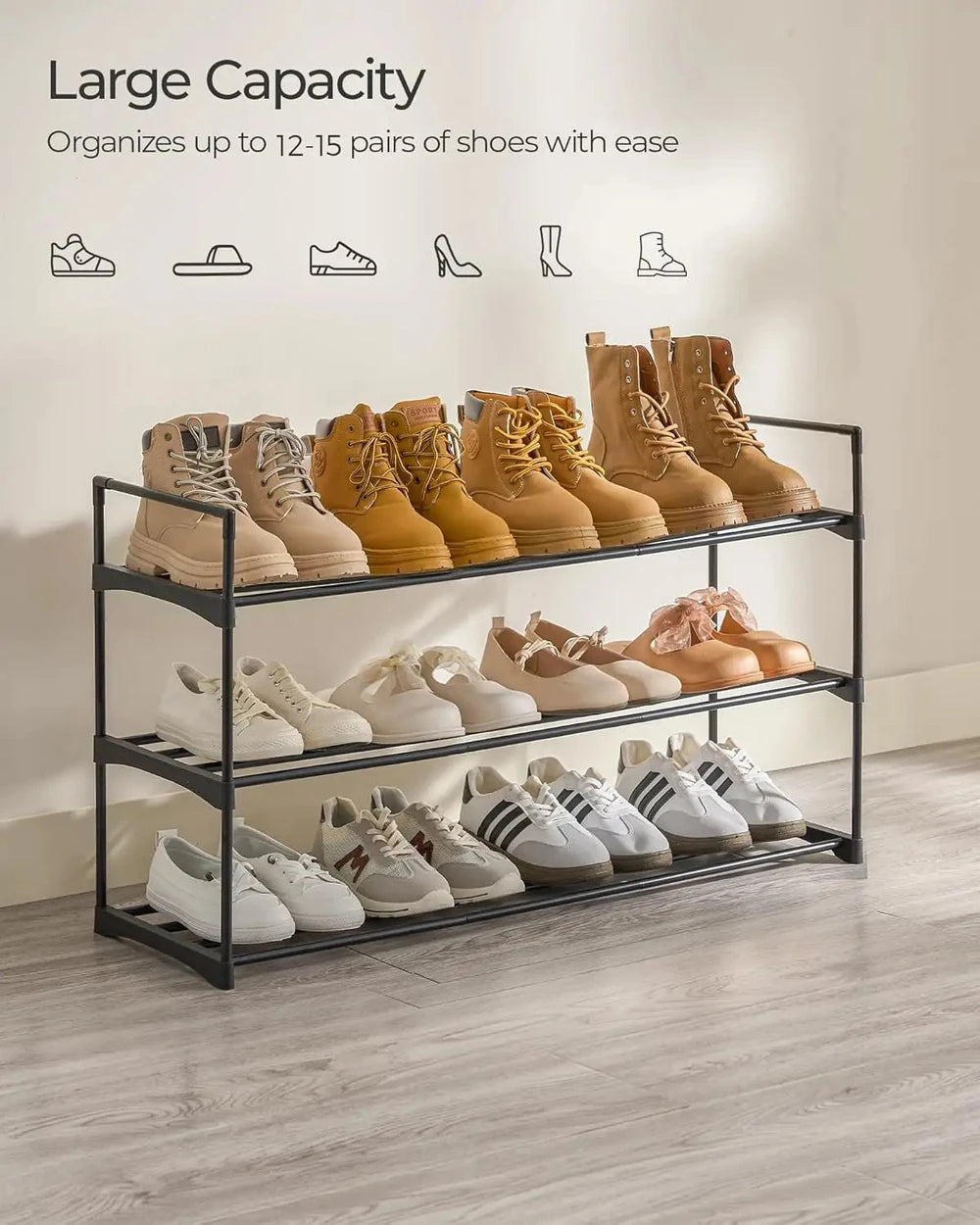 3-Tier Metal Shoe Rack