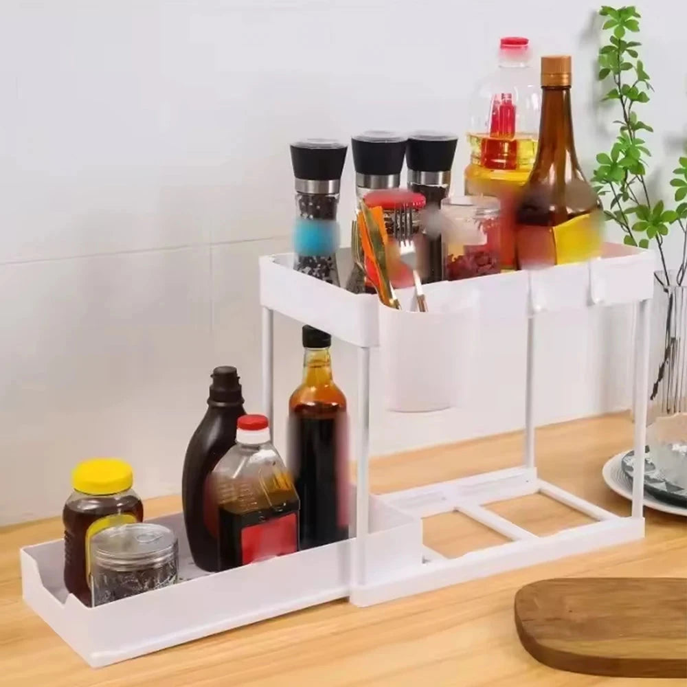 Two-Tier Sliding Under-Sink Organizer