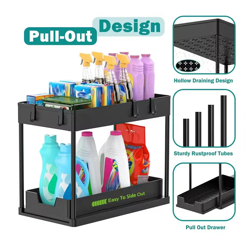 Two-Tier Sliding Under-Sink Organizer