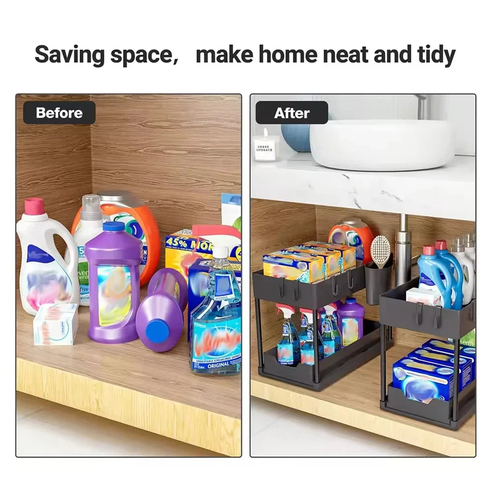 Two-Tier Sliding Under-Sink Organizer