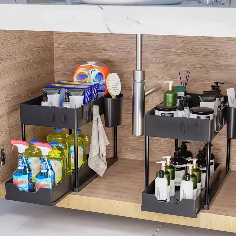 Two-Tier Sliding Under-Sink Organizer